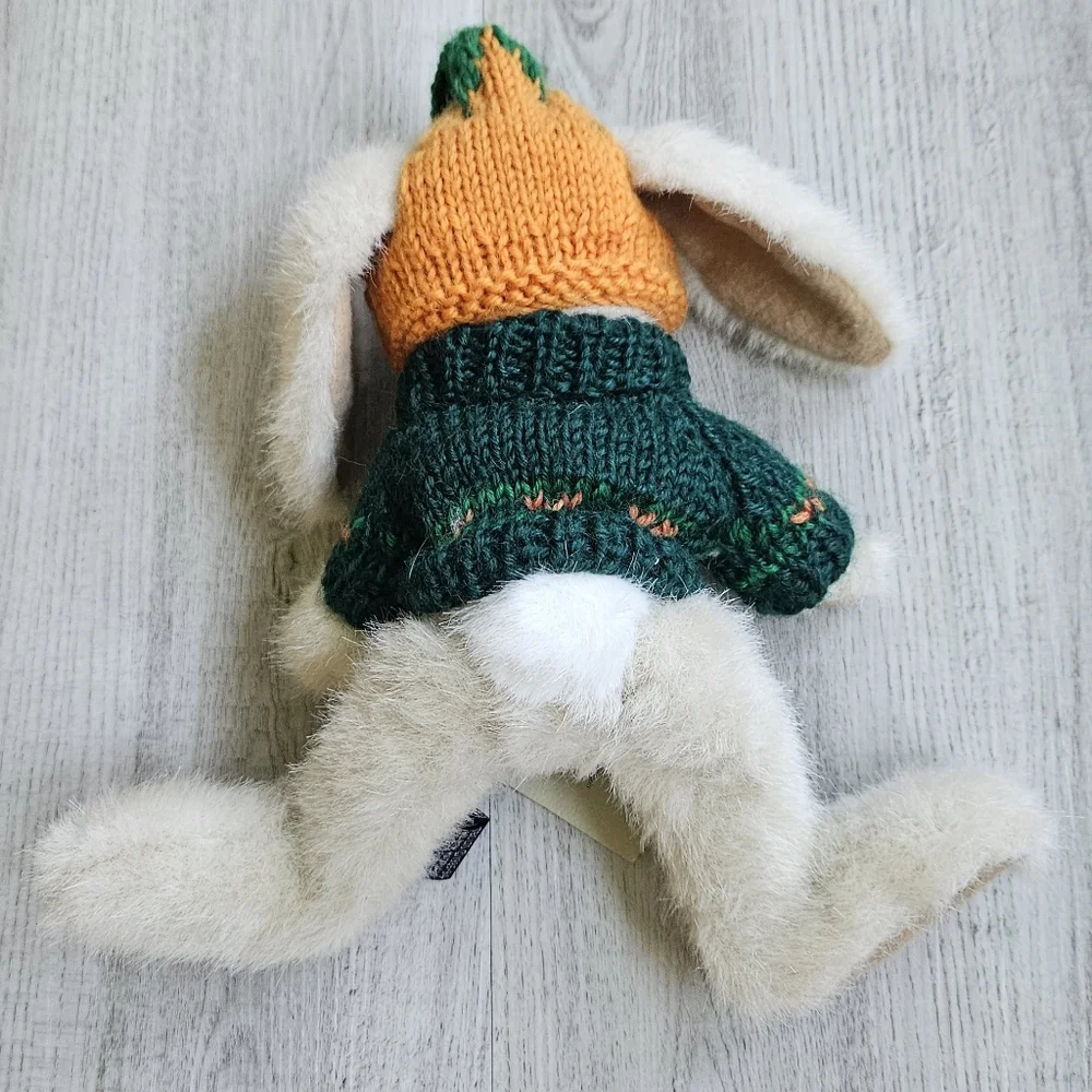 VTG 90s Boyds Bear Easter Bunny Rabbit Eloise R. Hare Crochet Carrot Hat Sweater